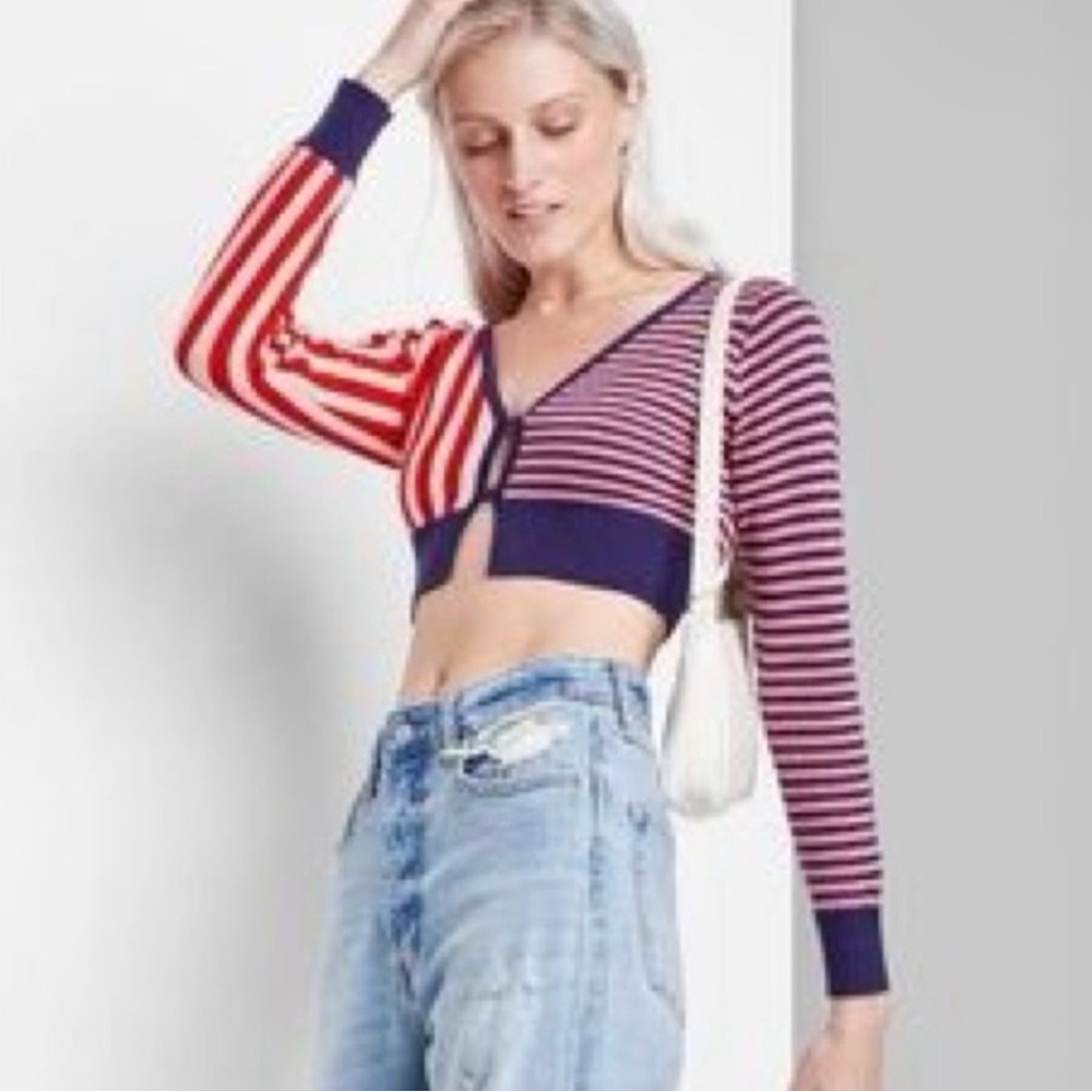 Wild Fable Striped Women's Crop Swearer